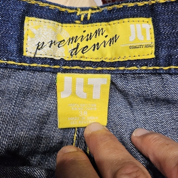 JLT Premium Baggy Denim Blue Yellow Skate Shorts 100% Cotton Size 38 - Picture 5 of 8